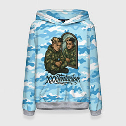 Толстовка-худи женская XXXTentacion сидит рядом с зеркалом, цвет: 3D-меланж