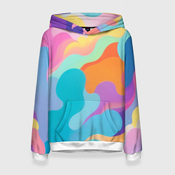 Толстовка-худи женская Разноцветные красивые облака, цвет: 3D-белый