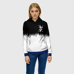 Толстовка-худи женская Doom краски черно белый, цвет: 3D-синий — фото 2