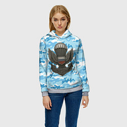 Толстовка-худи женская Часть и отвага ВДВ, цвет: 3D-меланж — фото 2