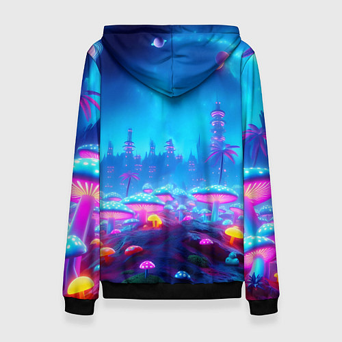 Женская толстовка Бендер на сказочной неоновой грибной планете - ней / 3D-Черный – фото 2