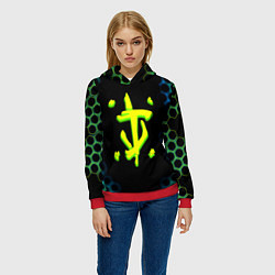 Толстовка-худи женская Doom соты кислотное лого, цвет: 3D-красный — фото 2