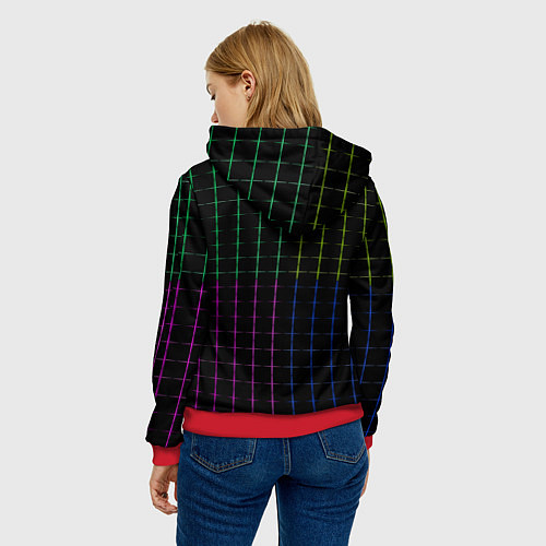 Женская толстовка Color black multicolored stripes / 3D-Красный – фото 4
