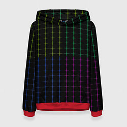 Толстовка-худи женская Color black multicolored stripes, цвет: 3D-красный