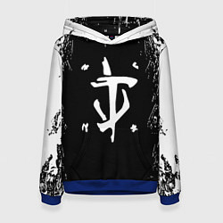 Толстовка-худи женская Doom краска белая текстура, цвет: 3D-синий