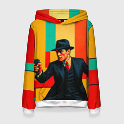Толстовка-худи женская Мужчина с пистолетом поп-арт, цвет: 3D-белый