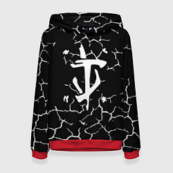 Толстовка-худи женская Doom трещины текстура, цвет: 3D-красный