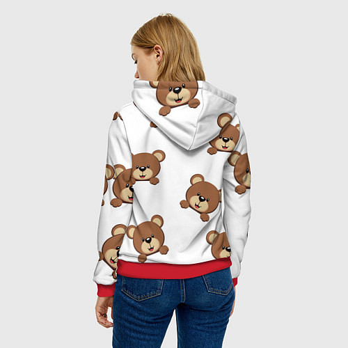 Женская толстовка Мордашка мишки / 3D-Красный – фото 4