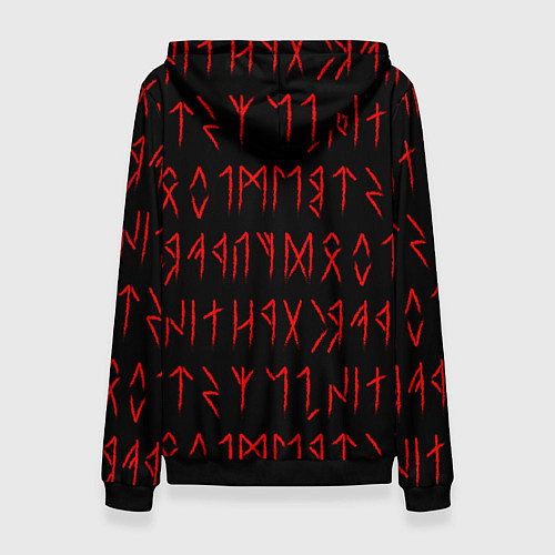 Женская толстовка Красные символы древних рун крупные - паттерн / 3D-Черный – фото 2