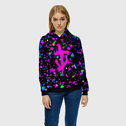 Толстовка-худи женская Doom цветные краски, цвет: 3D-черный — фото 2