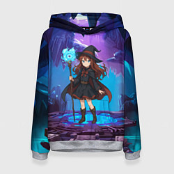 Толстовка-худи женская Аниме девочка маг с волшебных посохом, цвет: 3D-меланж
