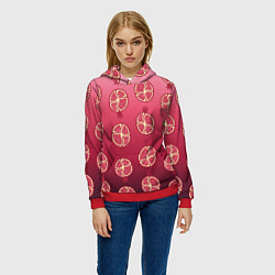 Толстовка-худи женская Сочные гранаты, цвет: 3D-красный — фото 2