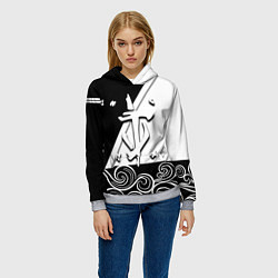 Толстовка-худи женская Doom стильная геометрия, цвет: 3D-меланж — фото 2