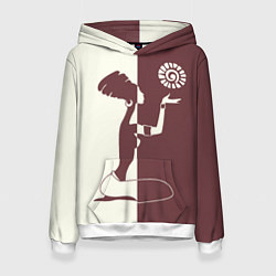 Толстовка-худи женская Силуэт африканки, цвет: 3D-белый