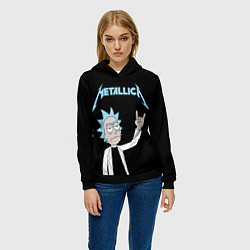 Толстовка-худи женская Metallica и Рик рокер из Рик и Морти, цвет: 3D-черный — фото 2