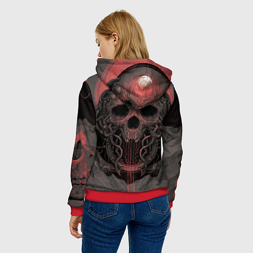 Женская толстовка Металл арт - череп / 3D-Красный – фото 4