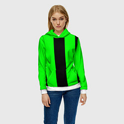 Толстовка-худи женская Color black green, цвет: 3D-белый — фото 2