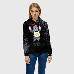 Толстовка-худи женская Хвала солнцу - дарк соулс, цвет: 3D-черный — фото 2