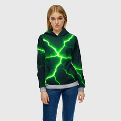 Толстовка-худи женская Зеленый неон из плит, цвет: 3D-меланж — фото 2