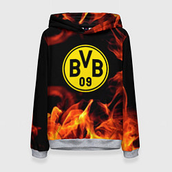 Толстовка-худи женская Borussia огонь текстура, цвет: 3D-меланж