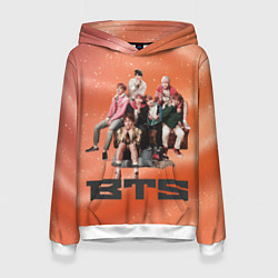 Толстовка-худи женская BTS фотка на диване, цвет: 3D-белый