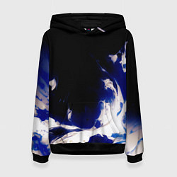 Толстовка-худи женская Синее пламя, цвет: 3D-черный