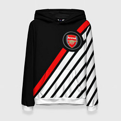 Толстовка-худи женская Арсенал геометрия полосы, цвет: 3D-белый