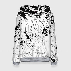 Толстовка-худи женская Borussia черно белые краски, цвет: 3D-меланж