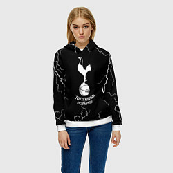 Толстовка-худи женская Тоттенхэм Хотспур молнии, цвет: 3D-белый — фото 2