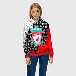 Толстовка-худи женская Ливерпуль китайские символы краски, цвет: 3D-красный — фото 2