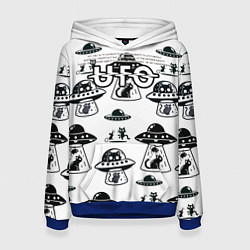 Толстовка-худи женская UFO и котики, цвет: 3D-синий