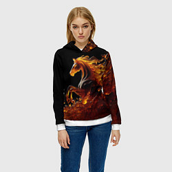 Толстовка-худи женская Оранжево желтая лошадь созданная из янтаря, цвет: 3D-белый — фото 2