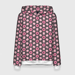 Толстовка-худи женская Абстрактная розовая текстура, цвет: 3D-белый