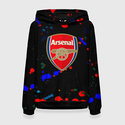 Толстовка-худи женская Arsenal неоновые брызги красок, цвет: 3D-черный