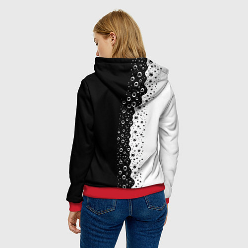 Женская толстовка Лучше вода у друга черно-белый узор / 3D-Красный – фото 4