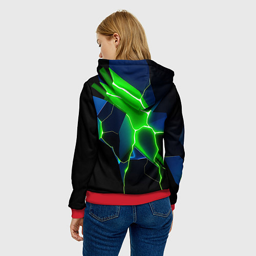 Женская толстовка Neon green glow / 3D-Красный – фото 4