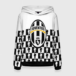 Толстовка-худи женская Juventus болельщики паттерн, цвет: 3D-черный