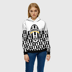Толстовка-худи женская Juventus болельщики паттерн, цвет: 3D-черный — фото 2