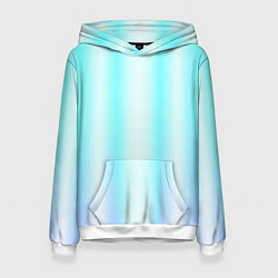 Толстовка-худи женская Neon white blue lines, цвет: 3D-белый