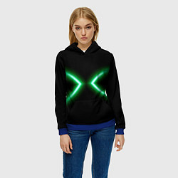 Толстовка-худи женская Neon green lines, цвет: 3D-синий — фото 2