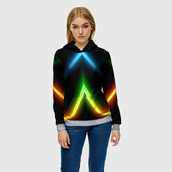 Толстовка-худи женская Neon multicolored lines, цвет: 3D-меланж — фото 2