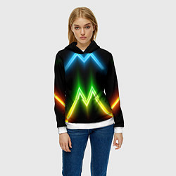 Толстовка-худи женская Neon multicolored lines, цвет: 3D-белый — фото 2