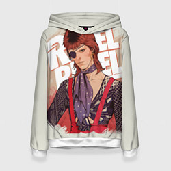 Толстовка-худи женская David Bowie Rebel Rebel, цвет: 3D-белый