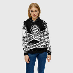 Толстовка-худи женская Бавария Мюнхен x Ювентус, цвет: 3D-черный — фото 2