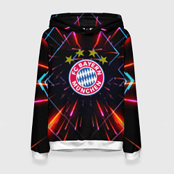 Толстовка-худи женская Бавария Мюнхен неоновая абстракция, цвет: 3D-белый