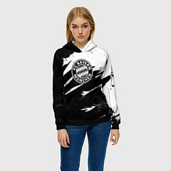 Толстовка-худи женская Бавария Мюнхен крылья краски, цвет: 3D-черный — фото 2