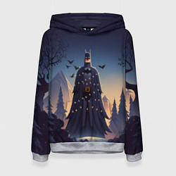 Толстовка-худи женская Новогодний Бэтмен, цвет: 3D-меланж