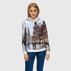 Толстовка-худи женская Московский новогодний день, цвет: 3D-белый — фото 2
