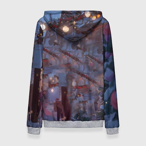 Женская толстовка Лошадка наслаждается новым годом / 3D-Меланж – фото 2