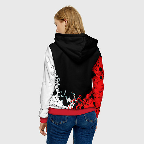 Женская толстовка Манчестер Юнайтед краски абстрактные / 3D-Красный – фото 4